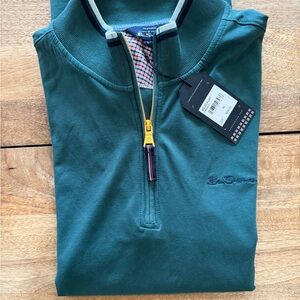 Ben Sherman Long Sleeved Teal Quarter-Zip Sweatshirt